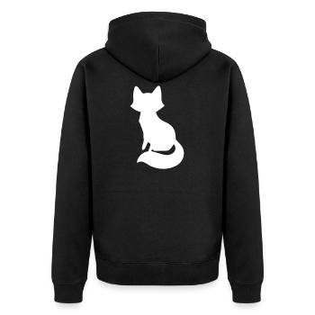 Playful Fox Silhouette Design - Unisex Premium Organic Zip Hoodie - black - Back - Nico (187cm)