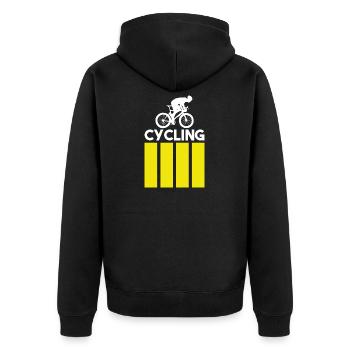 Cycling - Modern - Unisex Premium Bio Zip Hoodie - Schwarz - Hinten - Nico (187cm)