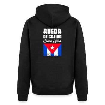 Rueda de Casino - Cuban Salsa - Unisex Premium Bio Zip Hoodie - Schwarz - Hinten - Nico (187cm)