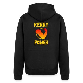 Kerry Power Ireland - Unisex Premium Organic Zip Hoodie - black - Back - Nico (187cm)