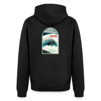 Vagues de Nazaré, Paradis du Surf - Veste à capuche bio Premium Unisexe - noir - Dos - Nico (187cm)