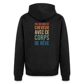 no need for hair in this Dream Body - Unisex Premium Organic Zip Hoodie - black - Back - Nico (187cm)