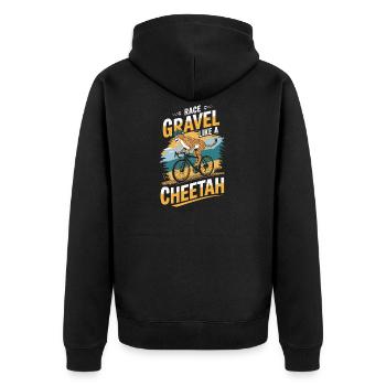 Race Gravel Like a Cheetah Cycling Graphic - Unisex Premium Organic Zip Hoodie - black - Back - Nico (187cm)
