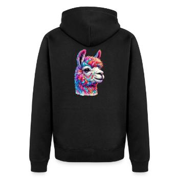 Alpaka - Unisex Premium Bio Zip Hoodie - Schwarz - Hinten - Nico (187cm)