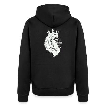 Löwe König Krone - Unisex Premium Bio Zip Hoodie - Schwarz - Hinten - Nico (187cm)