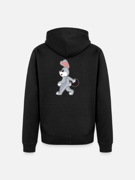 Bunny Bowling Bowling Ball - Unisex Premium Organic Zip Hoodie - black