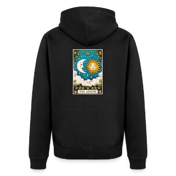Liebhaber Tarot Sonne Mond - Unisex Premium Bio Zip Hoodie - Schwarz - Hinten - Nico (187cm)