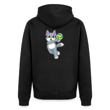 Chat Joueur de Volley-ball Volley-ball Sport - Veste à capuche bio Premium Unisexe - noir - Dos - Nico (187cm)
