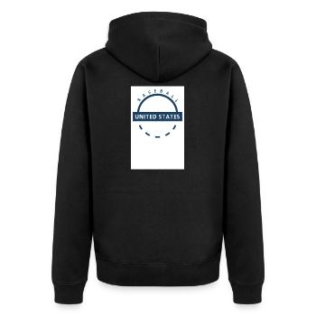 Baseball USA Emblem - Unisex Premium Bio Zip Hoodie - Schwarz - Hinten - Nico (187cm)