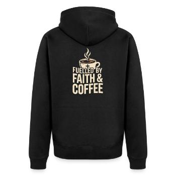 Fuelled By Faith & Coffee Glaube Und Kaffee - Unisex Premium Organic Zip Hoodie - black - Back - Nico (187cm)