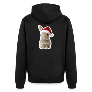Cute bunny with hat - Christmas Bunny - Unisex Premium Organic Zip Hoodie - black - Back - Nico (187cm)