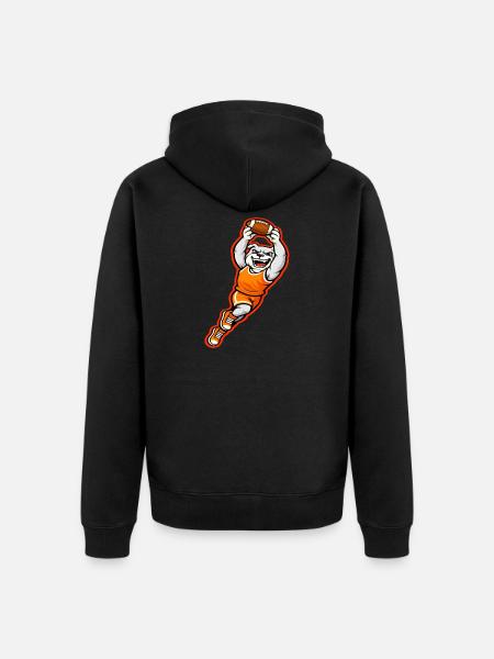 Bulldog Football Touchdown-Maskottchen - Unisex Premium Bio Zip Hoodie - Schwarz