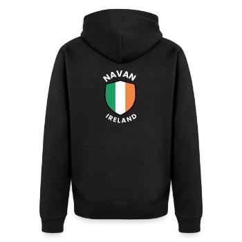 Navaner Schild von Irland - Unisex Premium Bio Zip Hoodie - Schwarz - Hinten - Nico (187cm)