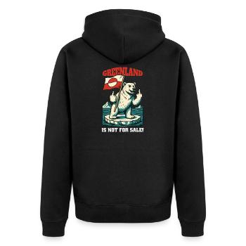 Greenland Is Not For Sale Hoodie - Unisex Premium Organic Zip Hoodie - black - Back - Nico (187cm)