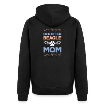 Beagle-Mama Zertifiziert - Unisex Premium Bio Zip Hoodie - Schwarz - Hinten - Nico (187cm)