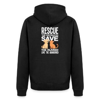 Pflege Adoptieren Tierrettung Retten Verletzte - Unisex Premium Bio Zip Hoodie - Schwarz - Hinten - Nico (187cm)