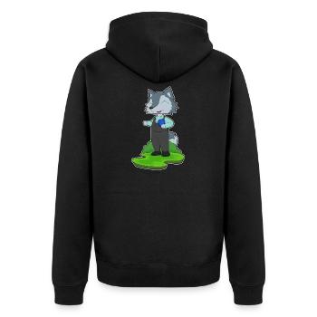 Wolf Poker Poker Card Game - Unisex Premium Organic Zip Hoodie - black - Back - Nico (187cm)