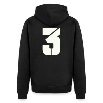 3 - Unisex Premium Bio Zip Hoodie - Schwarz - Hinten - Nico (187cm)