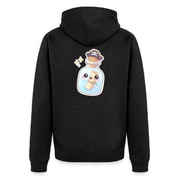 Cute Pirate Message in a Bottle - Unisex Premium Bio Zip Hoodie - Schwarz - Hinten - Nico (187cm)