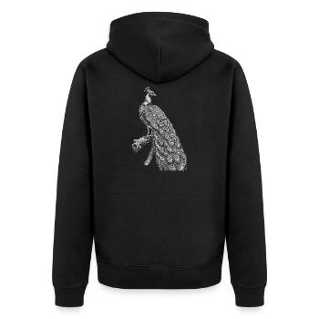 Peacock Lace on Black - Unisex Premium Organic Zip Hoodie - black - Back - Nico (187cm)