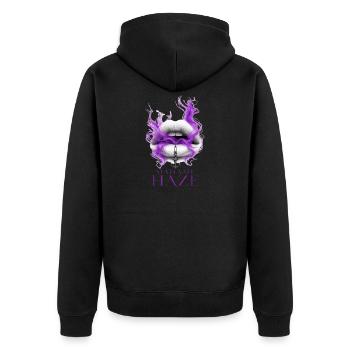 Madame Haze Kiss&Smoke | Sailors Yarn by Cap'nKush - Unisex Premium Organic Zip Hoodie - black - Back - Nico (187cm)
