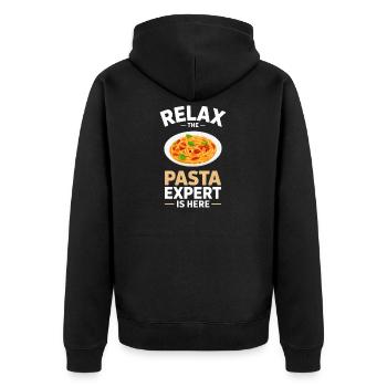 Pasta Nudeln Spaghetti Geschenk - Unisex Premium Bio Zip Hoodie - Schwarz - Hinten - Nico (187cm)