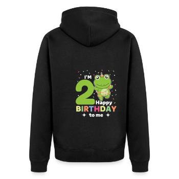 Frog for 2nd birthday children two years old - Unisex Premium Organic Zip Hoodie - black - Back - Nico (187cm)