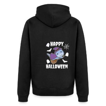 Dino Joyeux Halloween Sorcière Enfants Sorcière Costume de Sorcière - Veste à capuche bio Premium Unisexe - noir - Dos - Nico (187cm)