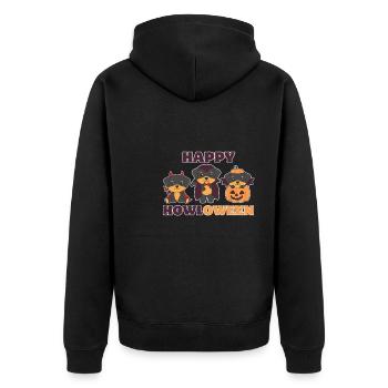 Rottweiler Happy Howloween Pumpkin Vampire Costume - Unisex Premium Organic Zip Hoodie - black - Back - Nico (187cm)