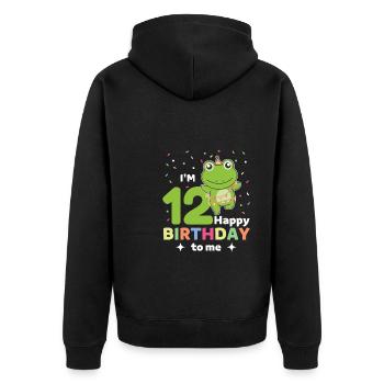 Frog for the 12th birthday for children twelve years - Unisex Premium Organic Zip Hoodie - black - Back - Nico (187cm)
