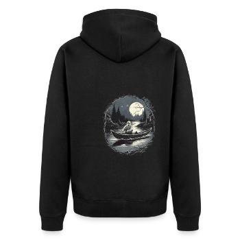 Vintage Ghost River Boat Gothic Halloween - Unisex Premium Organic Zip Hoodie - black - Back - Nico (187cm)