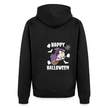 Vache Joyeux Halloween Sorcière Enfants Sorcières Costume - Veste à capuche bio Premium Unisexe - noir - Dos - Nico (187cm)