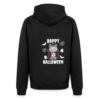 Hippo Happy Halloween Cute Vampire Costume - Unisex Premium Organic Zip Hoodie - black - Back - Nico (187cm)
