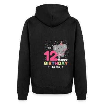 Eléphant pour les 12 ans pour les enfants de douze ans - Veste à capuche bio Premium Unisexe - noir - Dos - Nico (187cm)