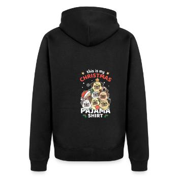 Weihnachten Mops Weihnachts Schlafanzug - Unisex Premium Bio Zip Hoodie - Schwarz - Hinten - Nico (187cm)