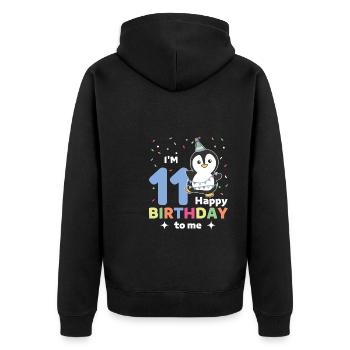 Pingouin pour les 11 ans pour les enfants de onze ans - Veste à capuche bio Premium Unisexe - noir - Dos - Nico (187cm)