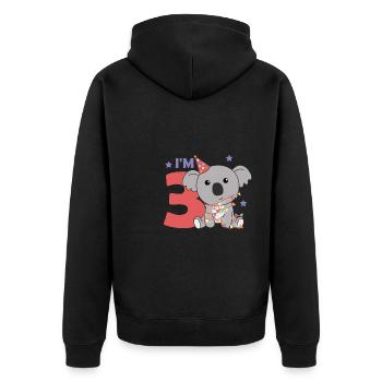 Koala pour le troisième anniversaire pour les enfants de 3 ans - Veste à capuche bio Premium Unisexe - noir - Dos - Nico (187cm)