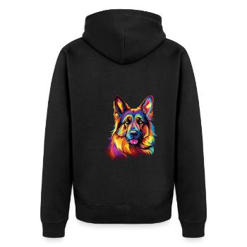 Watercolor Colorful German Shepherd - Unisex Premium Organic Zip Hoodie - black - Back - Nico (187cm)