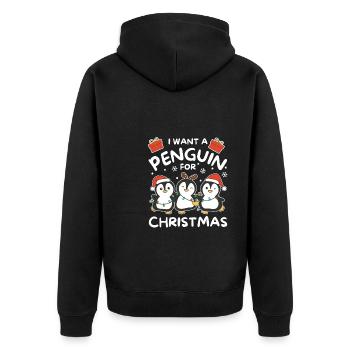 Je veux un pingouin pour Noël pingouins mignons - Veste à capuche bio Premium Unisexe - noir - Dos - Nico (187cm)