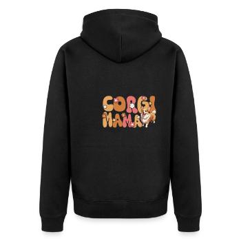Welsh Corgi Pembroke Groovy Corgi Mom - Unisex Premium Organic Zip Hoodie - black - Back - Nico (187cm)