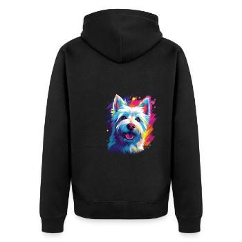 Watercolor Colorful West Highland White - Unisex Premium Organic Zip Hoodie - black - Back - Nico (187cm)