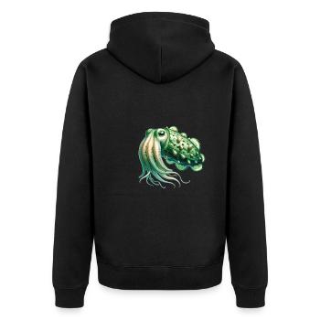Gurke Tintenfisch lustiges Tier aus Gemüse - Unisex Premium Bio Zip Hoodie - Schwarz - Hinten - Nico (187cm)