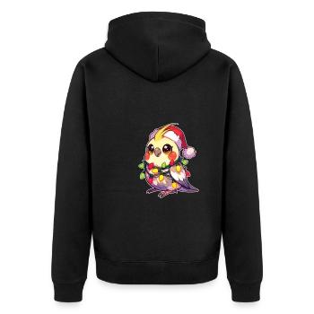 Christmas Fairy Lights Cockatiel - Unisex Premium Organic Zip Hoodie - black - Back - Nico (187cm)