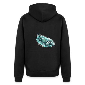 Loutre animaux mignons pour les enfants dessinant des loutres - Veste à capuche bio Premium Unisexe - noir - Dos - Nico (187cm)