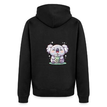 Kawaii Koalas Bubble Tea Boba Koala - Unisex Premium Bio Zip Hoodie - Schwarz - Hinten - Nico (187cm)