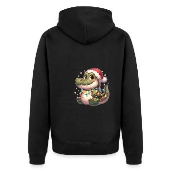 Père Noël chapeau Noël guirlandes lumineuses Crocodile - Veste à capuche bio Premium Unisexe - noir - Dos - Nico (187cm)
