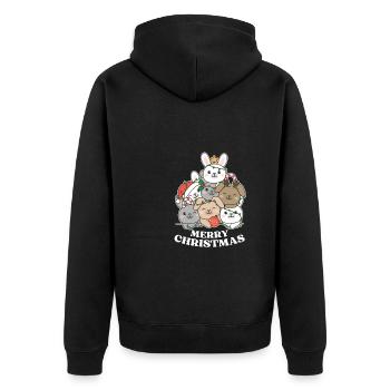 Frohe Weihnachten Hase Heiligabend Hasen - Unisex Premium Bio Zip Hoodie - Schwarz - Hinten - Nico (187cm)