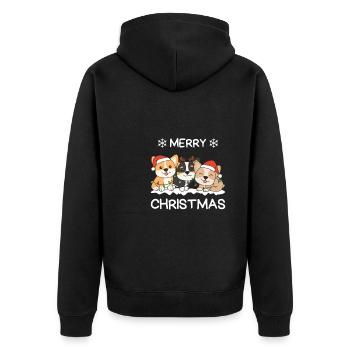 Joyeux Noël Corgi Chiens de la veille de Noël - Veste à capuche bio Premium Unisexe - noir - Dos - Nico (187cm)