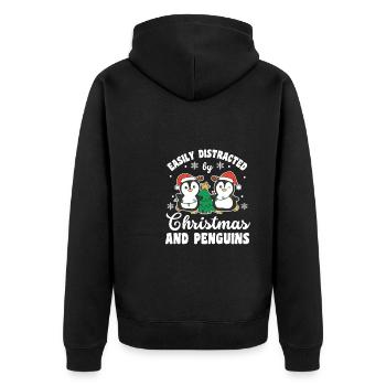 Facilement distrait par Noël et les pingouins - Veste à capuche bio Premium Unisexe - noir - Dos - Nico (187cm)