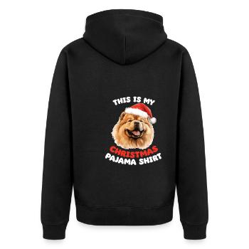 Chow Chow Weihnachts Schlafanzug Hunde - Unisex Premium Bio Zip Hoodie - Schwarz - Hinten - Nico (187cm)